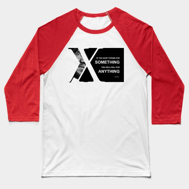 Simple design "Malcolm X" Baseball T-Shirt by ZUNAIRA